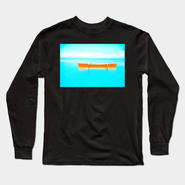 Orange outrigger in lagoon Long Sleeve T-Shirt by brians101